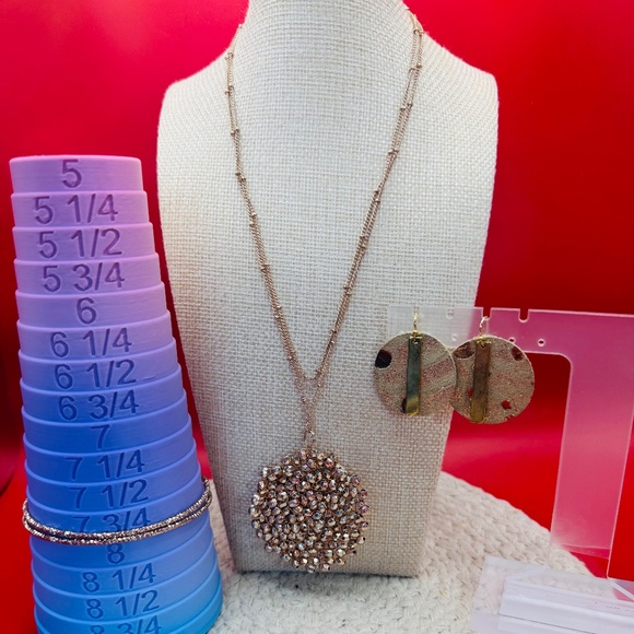 Rose Gold Necklace, Bracelet, And Earrings Bundle - Picture 1 of 6